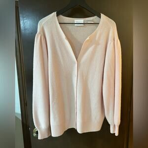 Elisabeth Williams Pink Lambswool/Angora Balloon Sleeve Cardigan Sweater Size XL